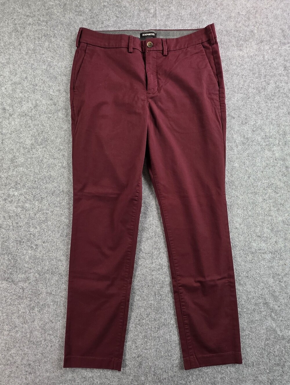 Express Men's Wine Red Slim Chino Pants Slim 33x32 Hyper Stretch
